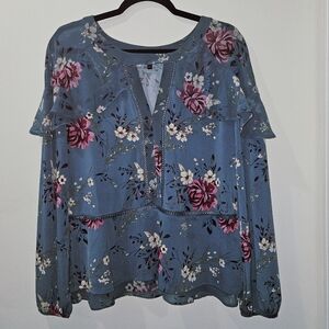 White House Black Market, EUC, Peasant Blouse, Size M